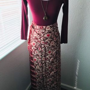 Vintage 100% Rayon Wrap Around Long Skirt